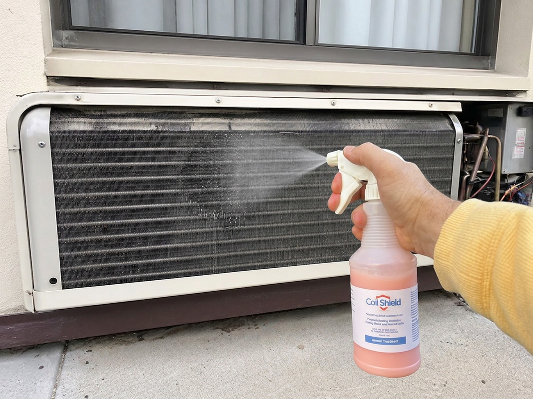 Protected outdoor condenser coil surface