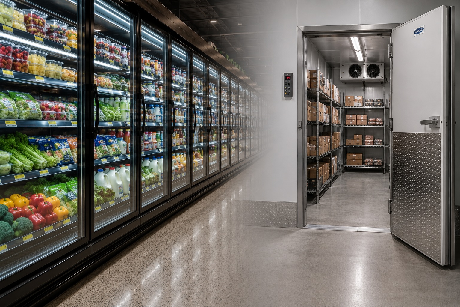 Commercial refrigeration display case environment